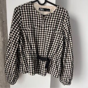 Zara Black and White Gingham Light Jacket